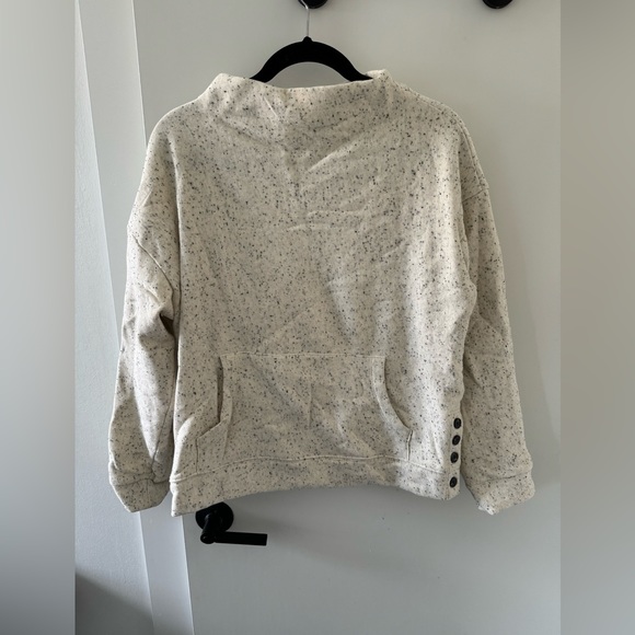 Cream Madewell Medium Mock Neck Dotted Front Pocket Cozy Sweatshirt - Picture 1 of 4